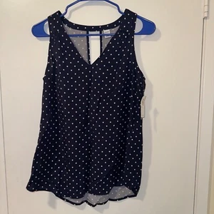 New Old Navy Polka Dot Sleeveless Blouse size XS Blue/White - Picture 1 of 3