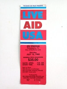Original LIVE AID Konzert Ticket Stub!  JFK Stadium - Philadelphia 1985 [RAR] - Bild 1 von 5
