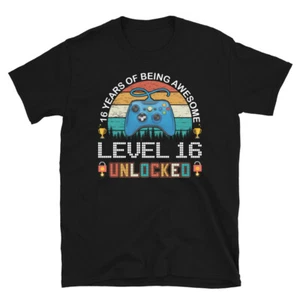 16 years on being awesome Level 16 unlocked T-Shirt 16 th Birthday gift - Picture 1 of 3
