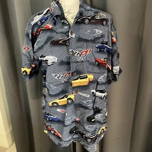 David Carey Originals Button Front Cars Shirt Size Large - Picture 1 of 4