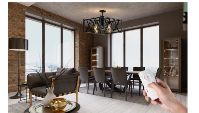 22 inch Light Ceiling Fan Low Profile w/Remote Industrial Square Metal   (B) - Image 1 of 4