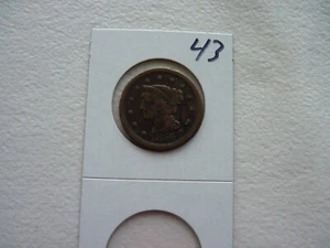 VINTAGE ORIGINAL USA COIN LARGE CENT 1854 NO43 - Picture 1 of 3