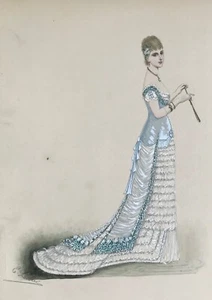 Ernest LEDUC - Original Gemälde - Gouache - Elegant 6 - Bild 1 von 3
