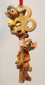 Disney Store Jaq & Gus 2015 Ornament Key Cinderella Christmas  Glitter EUC