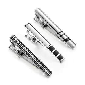 3pcs Black Enamel Tie Clip for Men Casual Mens Tie Bar Set for Son Regular Ties - Picture 1 of 7
