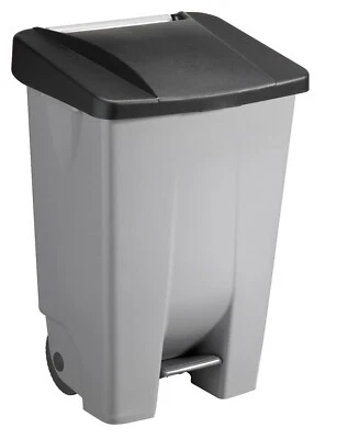 Sunware Abfalleimer 80Lit.-49x41x75cm-mit Rädern/Fußpedal/Handgriff-grau/schwarz - Bild 1 von 3
