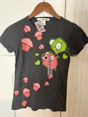 全新 带标签 罕见 复古 2006 Invader Zim 衬衫 Mighty Fine Hot Topic S 码 — 第 1/4 张图片