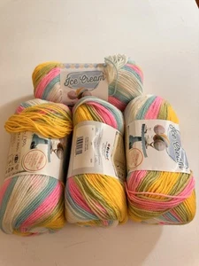 Lot of 4 ~ Lion Brand Ice Cream Yarn ~ Bunny Tracks ~ Acrylic ~ 3.5oz - Picture 1 of 3