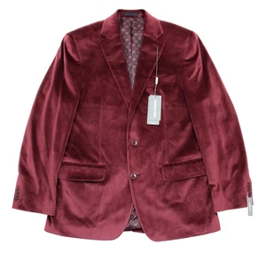 Michael Kors Kent Blazer 40 S Mens Burgundy Red Velvet Classic Fit Sport Coat - Picture 1 of 9
