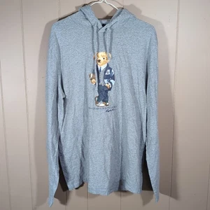 Ralph Lauren Polo Bear leichter Hoodie Gr. L grau Fußball Pullover Shirt Herren - Bild 1 von 8