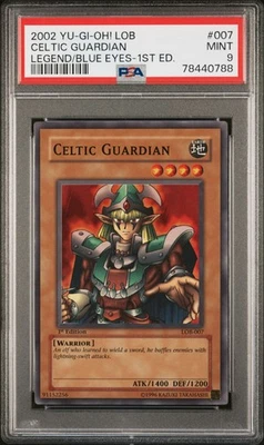 Yu-Gi-Oh 2002 Celtic Guardian LOB-007 Super Rare 1st Edition PSA 9 MINT - Image 1 of 2