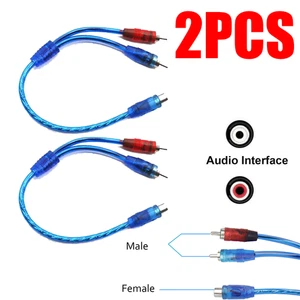 2Pcs 1 Female to 2 Male Connector RCA Y Splitter Audio Jack Cable Adapter - Picture 1 of 3