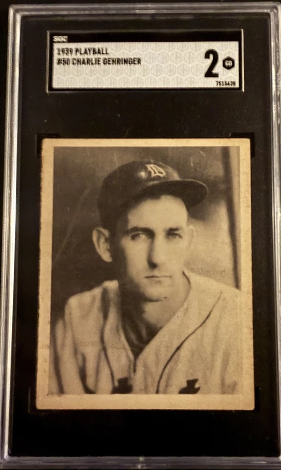 1939 Play Ball #50Charlie Gehringer Detroit Tigers HOF SGC 2 - Image 1 of 3