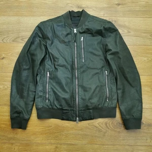 Chaqueta Bomber All Saints Kino Para Hombre M Mediana Caqui Motociclista Cuero Oveja Motocicleta - Imagen 1 de 8