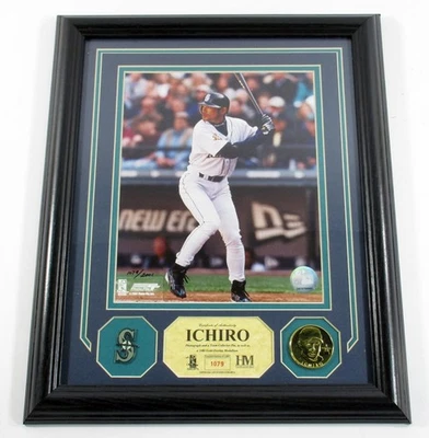 Pin fotográfico de exhibición enmarcado Ichiro Suzuki moneda Highland Mint DF025833 Foto 1 de 3