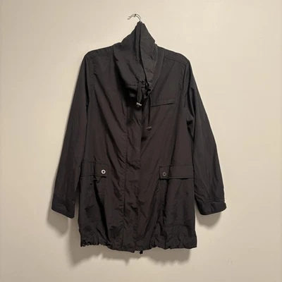 Chaqueta Eileen Fisher Mujer Talla Mediana Gris Con Capucha Anorak Cremallera Ligera Foto 1 de 4