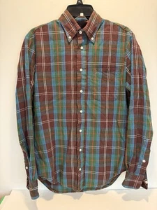 Gitman Brothers VtG Green Brown Orange Chisholm Plaid Button Down Shirt Medium - Picture 1 of 11