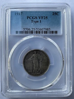 1917 Standing Liberty Quarter 25C Type 1 PCGS VF 25 53607985 - Image 1 of 2
