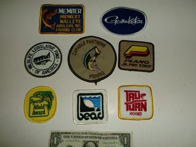 Лот из 8 винтажных разнообразных рыболовных и других вышитых нашивок - б/у/новые (?) - Изображение 1 из 4