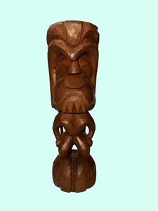 authentische handgeschnitzte Holz Tiki Figur von Maka - hawaiianische Stammeskunst Dekor 1 - Bild 1 von 12
