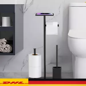 Edelstahl Klopapierhalter Stehend mit Klobürste Toilettenpapierhalter mit Bürste - Bild 1 von 15