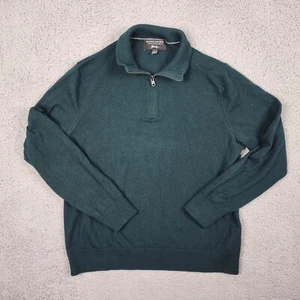 Banana Republic Sweater Men L Baruffa Merino Wool Italian Half Zip Green Preppy - Picture 1 of 9