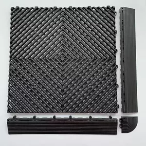 400mm Edge Garage Instant DIY Floor Tiles Black for Smooth Slope for 400mm Tile - Picture 1 of 15
