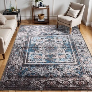 Ezra Vintage Medaillon rutschfest waschbar Indoor Bereich Teppich oder Läufer Teppich - Bild 1 von 40