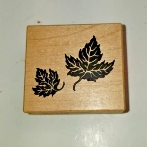 PSX C210 FALL MAPLE LEAVES WOOD RUBBER STAMP NEW - Picture 1 of 3