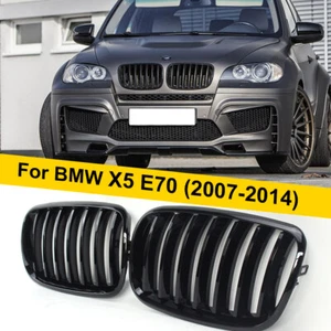 Gloss Black Front Bumper Kidney Grilles Grill Fit BMW X5 E70 X6 E71 2007-2013 - Picture 1 of 12