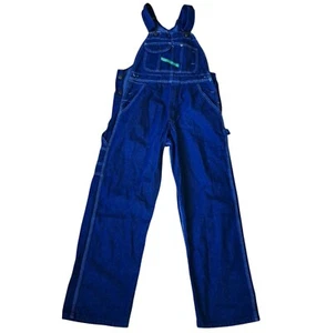 Key Imperial Overalls Men's 32x30 Carpenter Bib Blue Denim Workwear Zip Fly - Picture 1 of 10