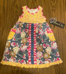 Mustard Pie - Größe 2 2T - Picknickkleid - ärmelloses langes Kleid - Blumen Streifen - Bild 1 von 4