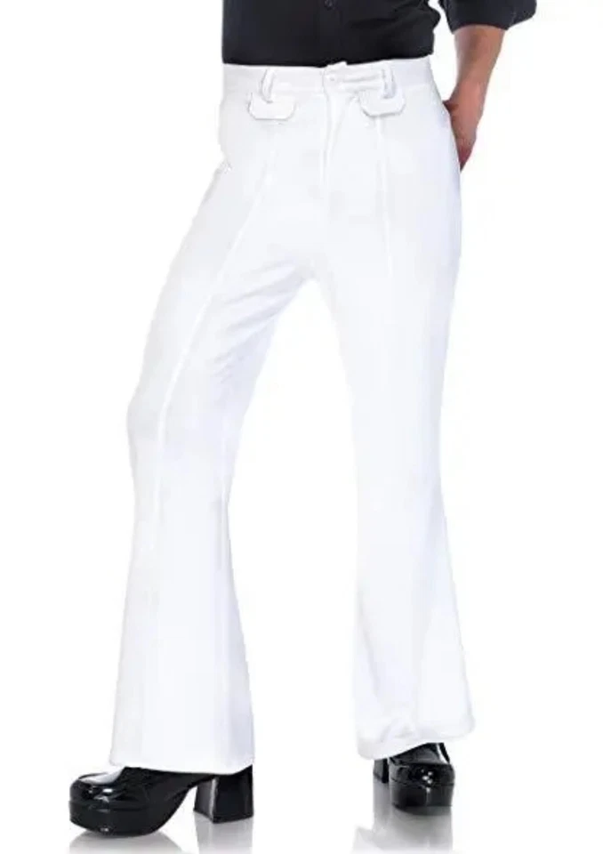 70's-80's Disco Pants White SZ Small Polyester Flare Leg Groovy Costume Pants - Image 1 of 1
