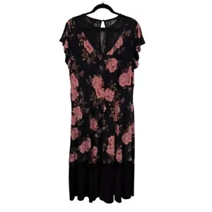 Torrid rosa & schwarz Spitzeneinsatz Blumen Midikleid mit Taschen Damengröße 2X - Bild 1 von 8