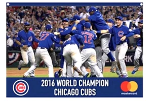 2017 Chicago Cubs 6/11/17 SGA Flag Banner 2016 World Series Champions Final Out - Picture 1 of 3