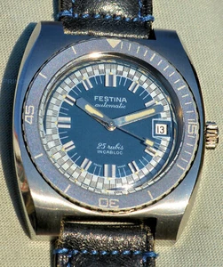 Festina Rare Vintage Watch In Steel Sub Diver's 200 M Rotating Bezel - Picture 1 of 20