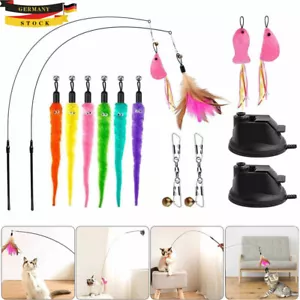 15 Stk Interaktive Katzenspielzeug Set Katzen Spielzeug Katzenangel mit Saugnapf - Bild 1 von 11