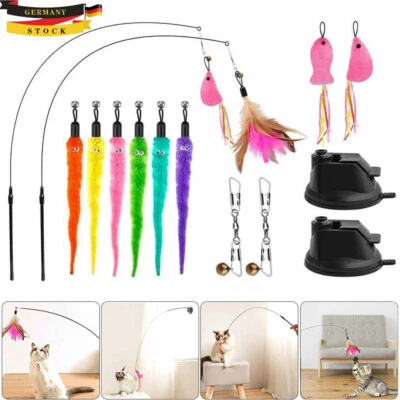 MARKENLOS 15 Stk Interaktive Katzenspielzeug Set Katzen Spielzeug Katzenangel mit Saugnapf