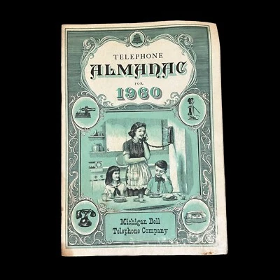 Vintage Telephone Almanac for 1960 Michigan Bell Company Green Book FLAWS - Image 1 of 4