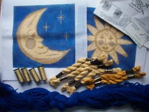 Sonne & Mond handbemalt Leinwand Wolle Nadelspitze Kit  - Bild 1 von 6