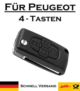 1x Klappschlüssel Gehäuse für Peugeot - Ersatz 4 Tasten PKW Fernbedienung KS29A - Picture 1 of 6