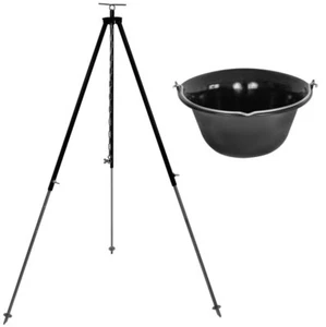 Gulaschkessel 15 Liter Set emailliert mit Dreibein 130 cm Kettenhöhenverstellung - Bild 1 von 7