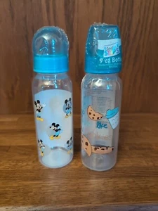 Disney Mickey Mouse & Gentle Steps 9oz Baby Bottles Medium Flow BPA Free Blue - Picture 1 of 10