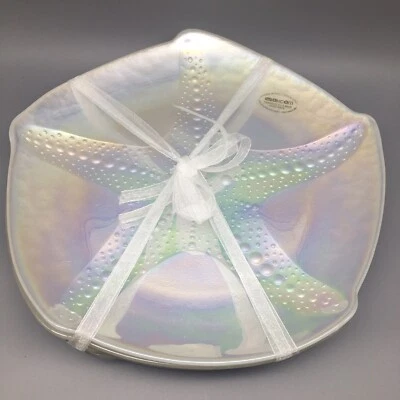 x4 Platos de Cena AKCAM Turco Vidrio Opalescente ESTRELLA Perla Brillante Playa 10" Foto 1 de 4