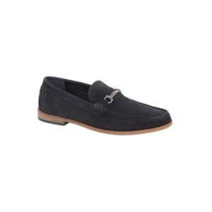 Roamers Metal Horse-Bit Bar Slip-On Suede Loafers Navy Blue UK 10 BNIB New Boxed - Picture 1 of 4