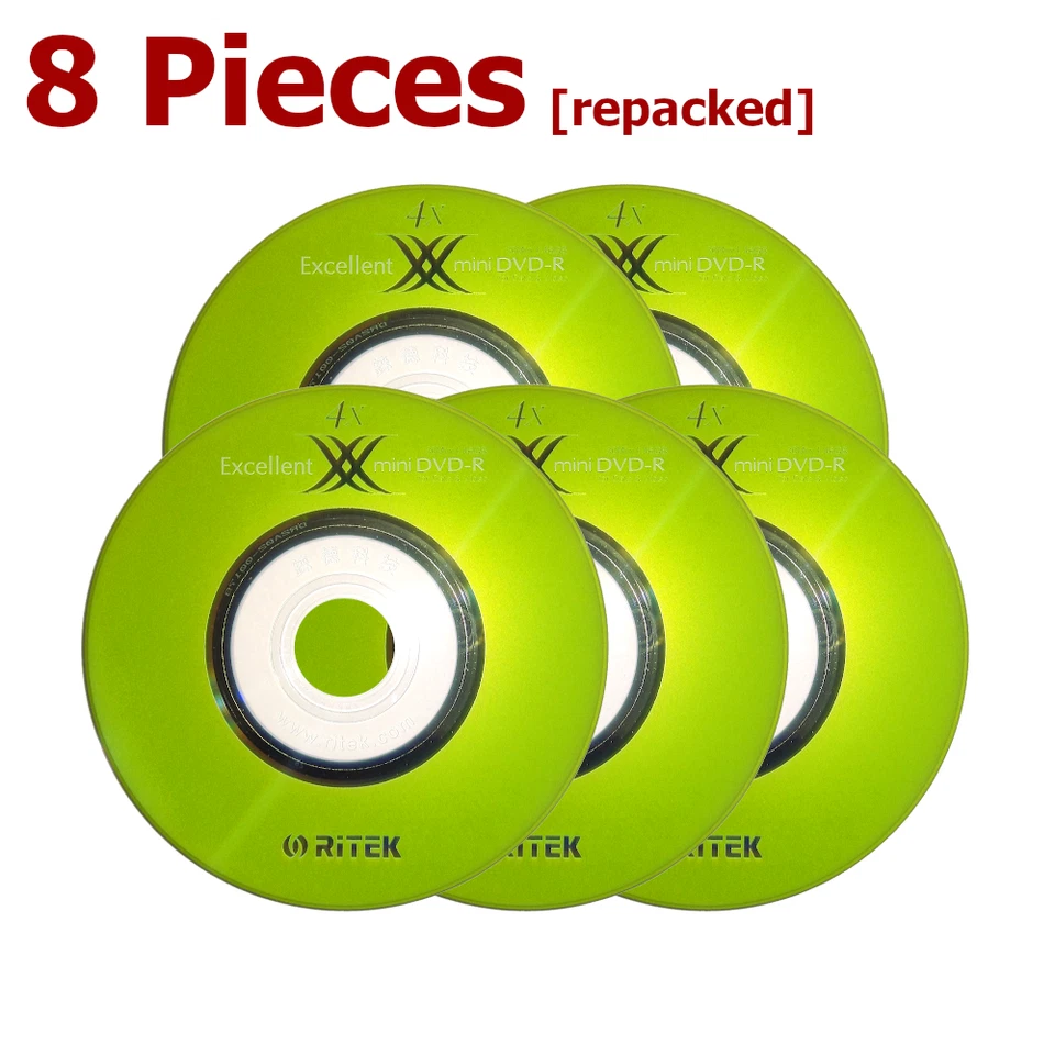 Ritek Mini DVD-R 4x 8cm 1.4 GB Blank DVD Recordable Discs 1.4GB Ritek  - 8 Discs - Image 1 of 1