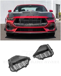 For 24-Up Mustang GT | CARBON FIBER Replacement Front Side Grille Insert Cover - Picture 1 of 22