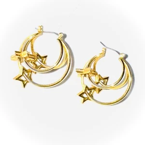 Celestial Sky's Hoops & Stars Gold Plated Pierced Earrings Celestial Skys - Picture 1 of 7