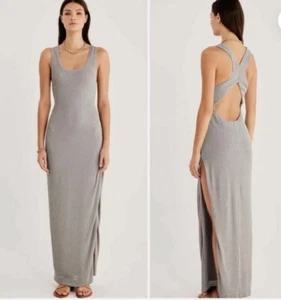 Rumer The Label Rosa Maxikleid Seafoam Grün Ärmellos Gerippt Seitenschlitz Small - Bild 1 von 10