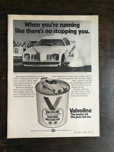 Aceite de motor Valvoline 1973 vintage Mickey Thompson página completa anuncio original 1022 - Imagen 1 de 1